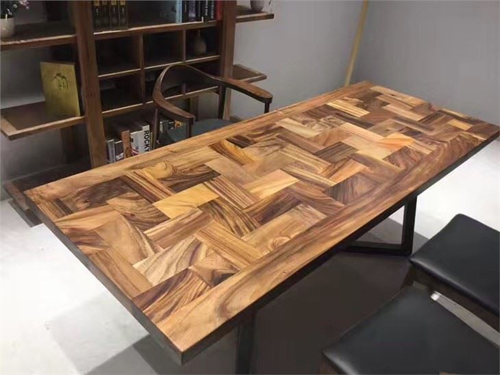 Customized  Rectangular Solid Wood And South America Walnut Mosaic Table Top